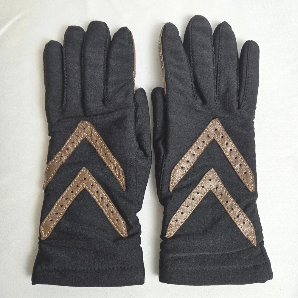 Aris isoToner WarmUps Stretch Driving Gloves Black Brown Chevron One Size Vtg